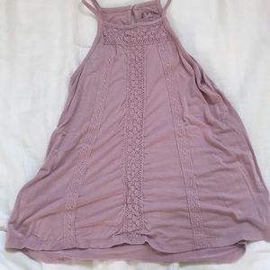 Flower embroidered lavender top